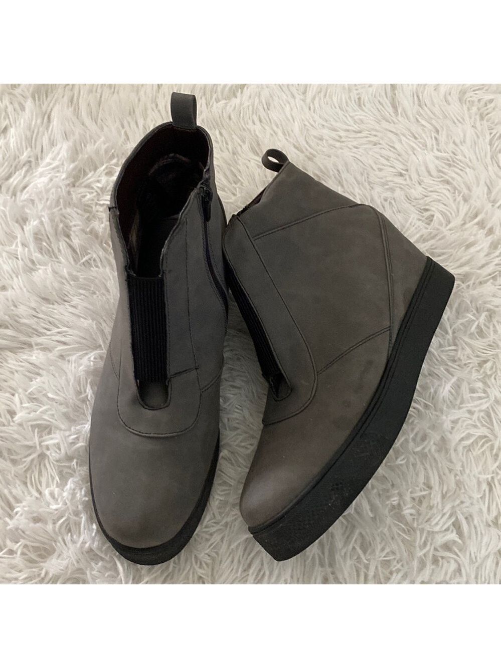 Secret celebrity gray hidden wedge ankle boots